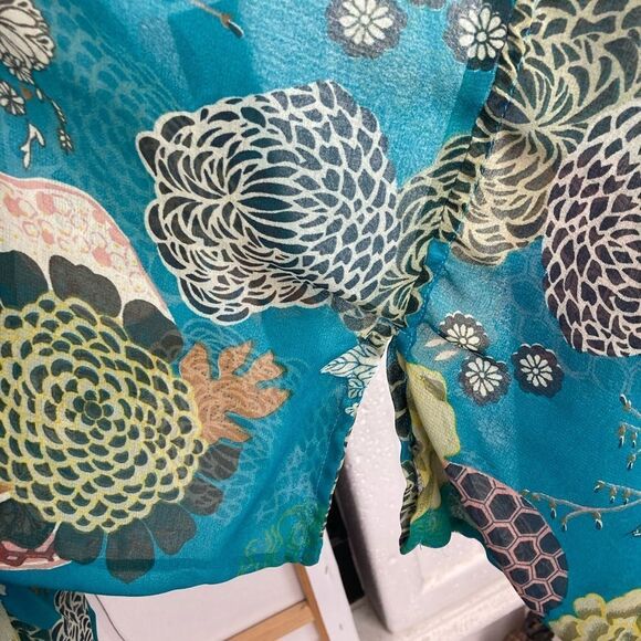 Original Anthony VTG Asian floral print and butterfly sleeved open kimono lined - Picture 7 of 12